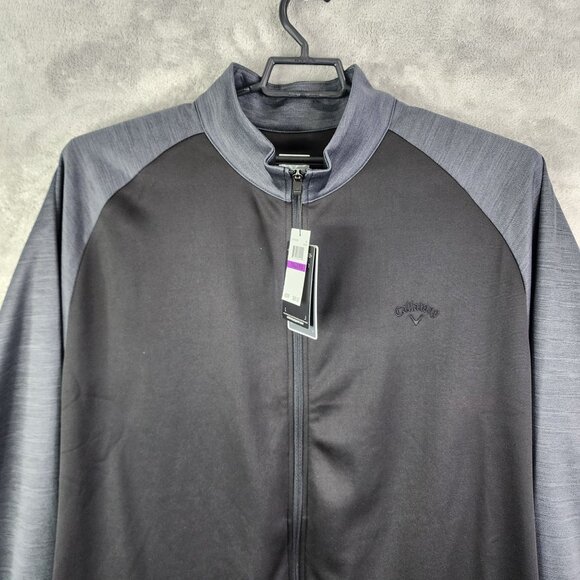 Mens Black & Gray Callaway Jacket Full-Zip Mock Neck Long Sleeve XXL - Picture 4 of 15